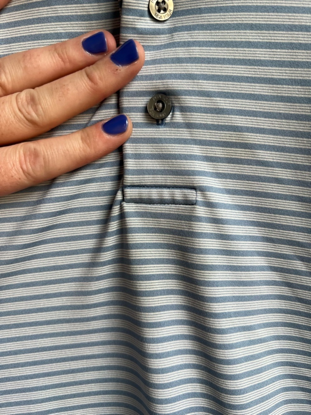 Men's PGA Light Blue Striped Golf Shirt - L - Picture 5 of 7